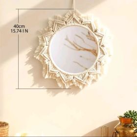 1pc, Boho Macrame Round Mirror - Woven Wall Hanging for Apartment, Home, Bedroom, Living Room Decor 1pc, Boho Macrame Round Mirror - Woven Wall Hanging for Apartment, Home, Bedroom, Living Room Decor